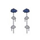 Sterling Silver Fashion Creative Cloud Tassel Earrings With Blue And White Cubic Zircon Silver - One Size