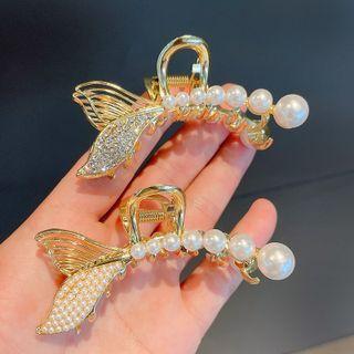Mermaid Tail Rhinestone / Faux Pearl Hair Clip