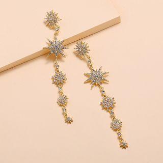 Rhinestone Star Dangle Earring 1 Pair - Kc Gold - Gold - One Size