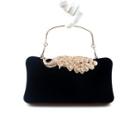 Embellished Peacock Clipframe Clutch