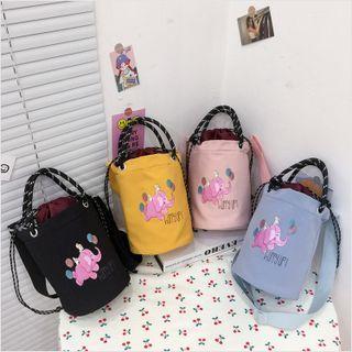 Elephant Print Drawstring Bucket Bag