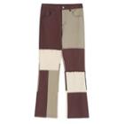Check Panel Boot Cut Jeans