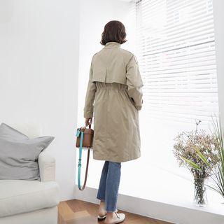 Epaulette Drawstring-waist Zip-up Safari Coat