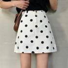 Polka Dot A-line Denim Skirt