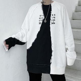 Contrast Color Printed Pullover