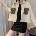 Pocket Detail Contrast Stitching Denim Jacket