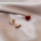 Heart Stud Earring 1 Pair - 925 Silver - One Size