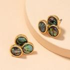 Shell Alloy Earring 1 Pair - E1609 - Stud Earrings - Gold - One Size