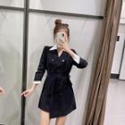 Contrast Collar Mini A-line Blazer Dress