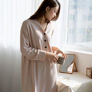 Button-detail Boxy Long Dress