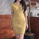Hooded Zip-up Mini Bodycon Dress Lemon Yellow - One Size