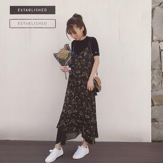 Strappy Floral A-line Maxi Dress