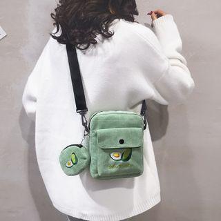 Avocado Embroidered Corduroy Crossbody Bag