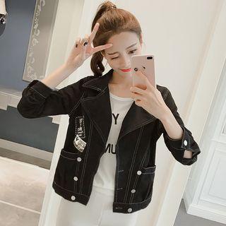 Applique Cropped Denim Jacket