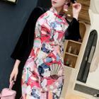 Traditional Chinese 3/4-sleeve Print Dress