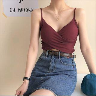 Spaghetti Strap Padded V-neck Top