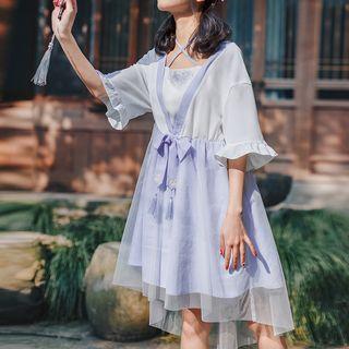 Embroidered Elbow-sleeve Hanfu Dress