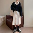 Long-sleeve Midi A-line Shirt Dress / Sweater