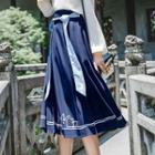 Tie-waist Embroidered Pleated Skirt