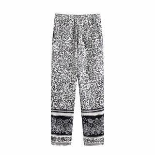 High-waist Print Tapered Pants