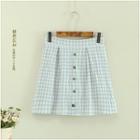 Buttoned Gingham A-line Skirt