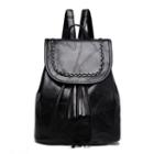 Tasseled Flap Backpack Black - One Size