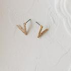 Rhinestone Letter V Earring