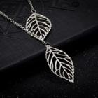 Simple Fashion Hollow Leaf Necklace Silver - One Size