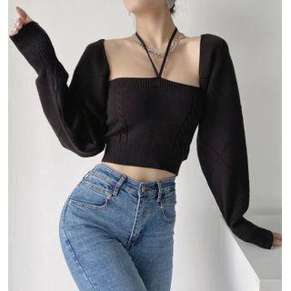Set: Halter Knit Camisole Top + Knit Shrug