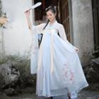 Floral Cape / Embroidered Hanfu Blouse / Strapless Maxi Dress / Set