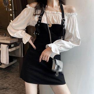 Mock Two-piece Cold-shoulder Mini Dress