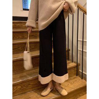 Contrast-trim Wide-leg Knit Pants