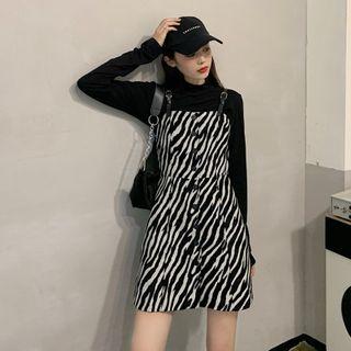 Plain Top / Sleeveless Zebra Print Dress