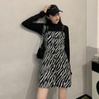 Plain Top / Sleeveless Zebra Print Dress