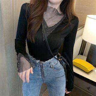 Glitter Long-sleeve Top Black - One Size