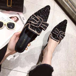 Glitter Bow Pointy Mules