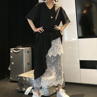 Short-sleeve Asymmetric Hem T-shirt Dress
