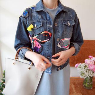 Appliqu  Tassel-trim Denim Jacket