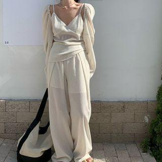 Wide-leg Pants / Jacket / Spaghetti Strap Top