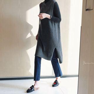 Sleeveless Midi Knit Dress Dark Gray - One Size