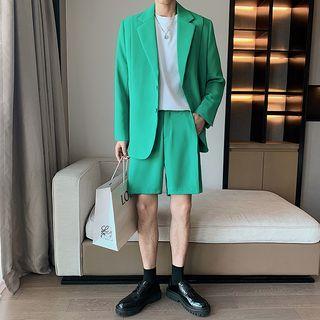 Set: Plain Blazer + Straight Leg Dress Shorts