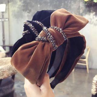 Rhinestone Bow Velvet Headband