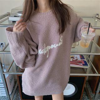 Long-sleeve Printed Loose Fit Knit Sweater