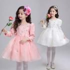 Floral Long Sleeve Mini Prom Dress
