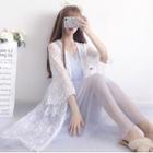 Bell-sleeve Long Lace Jacket