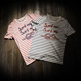 Short-sleeve Striped Print T-shirt