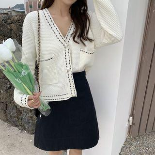 V-neck Cardigan White - One Size