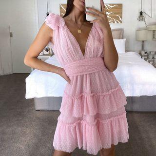 Sleeveless Dotted Ruffle Mini A-line Dress