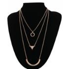 Alloy Rhinestone Pendant Layered Necklace 1800 - Gold - One Size