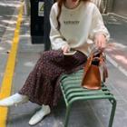 Lettering Sweatshirt / Floral Midi Skirt